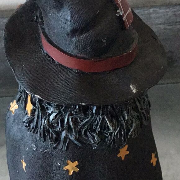 Halloween witch with cat, bat & broom witchy whimsical figurine decor - Picture 6 of 6